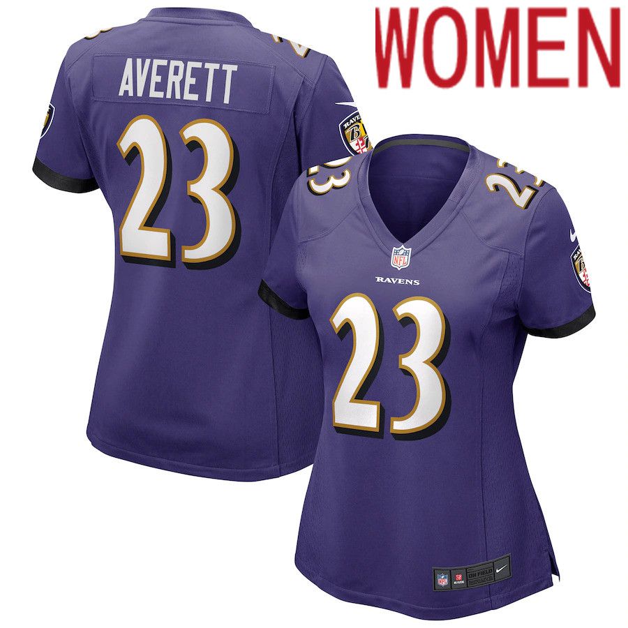 Women Baltimore Ravens 23 Anthony Averett Nike Purple Game NFL Jersey